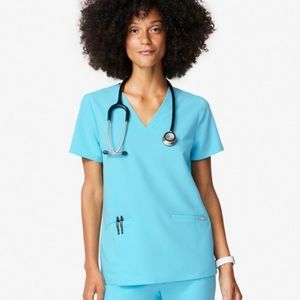 Figs Neon Blue Casma Scrub Top